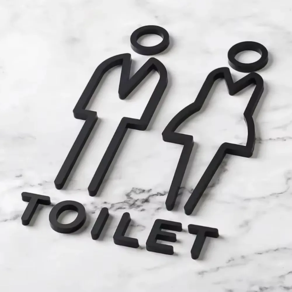 HOMEDÉCOPLUS 3D Black Gold Bathroom Sign | Exquisite Luxury Decor | Glossy Acrylic, Embedded GoldElements|Unleash Sophistication