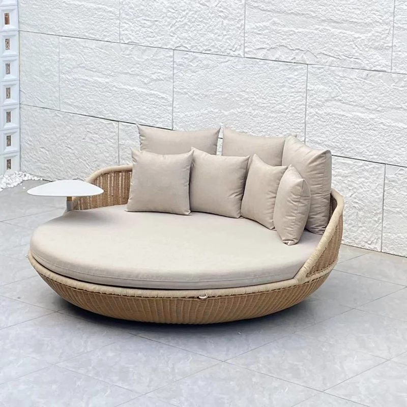 Sun Loungers,Outdoor Bed,Outdoor Garden Courtyard Ins Bird'S Nest Chair, Double-Person Trendy Hanging Basket, Nordic Rope-Woven 