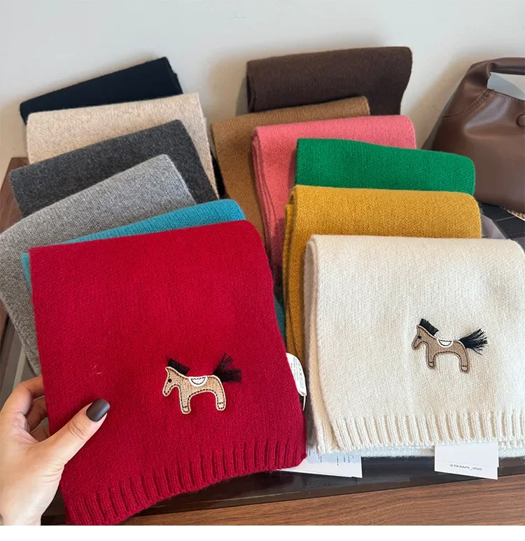 

100% New Women Wool Scarf Shawl Winter Warm Soft Knitting Fashion Brand Bandana Lady Wool Blanket Scarves Design Echarpe