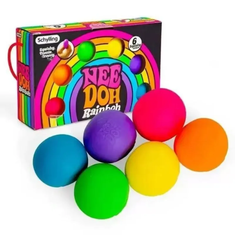 Teenie Nee Doh Stressabbau-Ball Regenbogen 6-Farben Weiches Quetschspielzeug Sensorisches Entspannungs- und Dekompressionsspielzeug