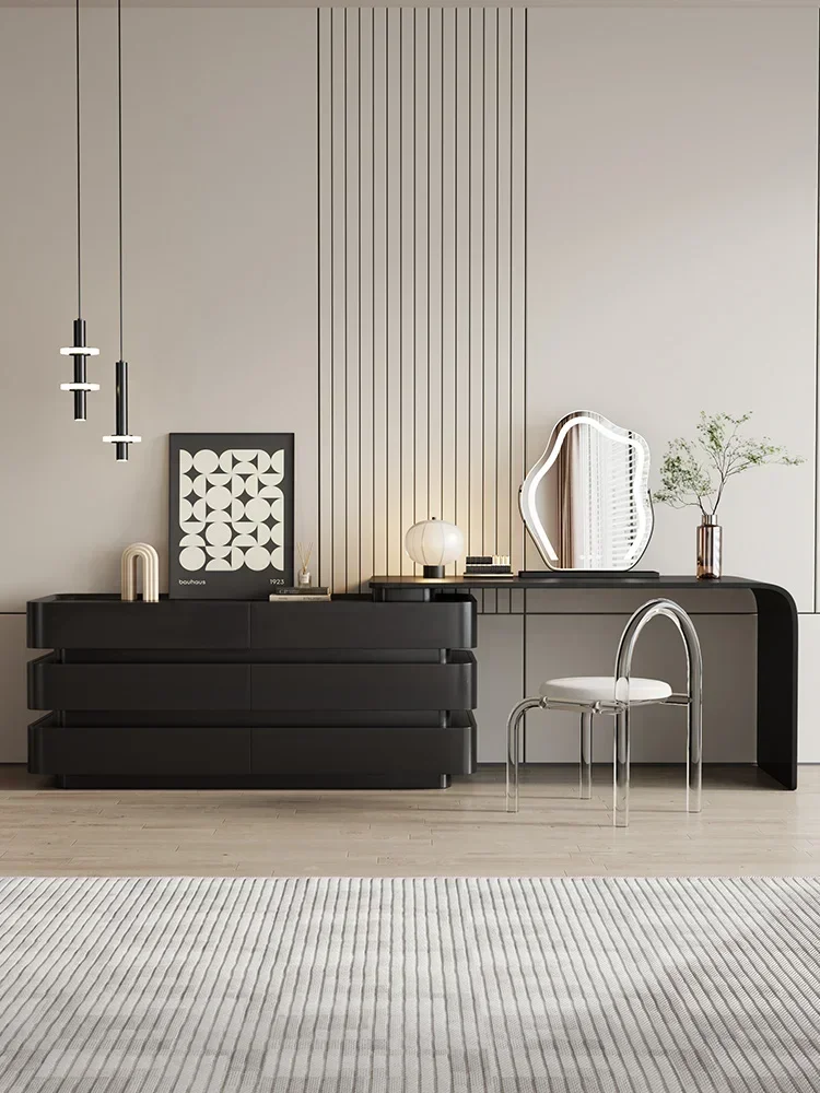 

-Light luxury and high-end feeling, solid wood minimalist dressing table, bucket cabinet, integrated bedroom, TV cabinet,