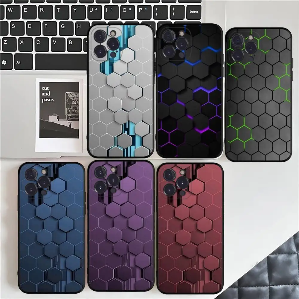Роскошный силиконовый чехол для телефона в стиле киберпанк с сотовым кубом для iphone 16, 15, 14, 13, 12, 11 Pro Mini XS MAX Plus X Cover