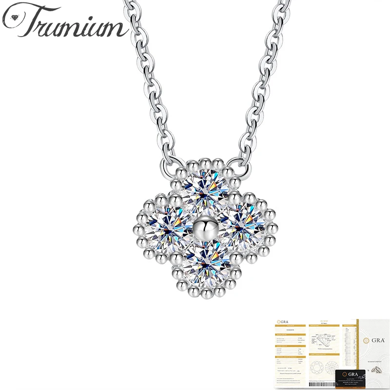 

Trumium 1.2CT Moissanite Necklaces for Women 925 Sterling Silver Diamond Lucky Clover Pendants Necklaces Fine Jewelry Wholesale