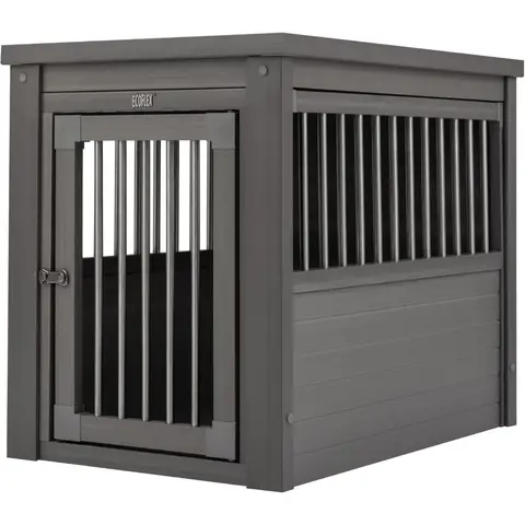 Furniture Style Pet Kennel - Convertible End Table for Small to XL Dogs, Durable Grey Crate with Tool-Free Assembly