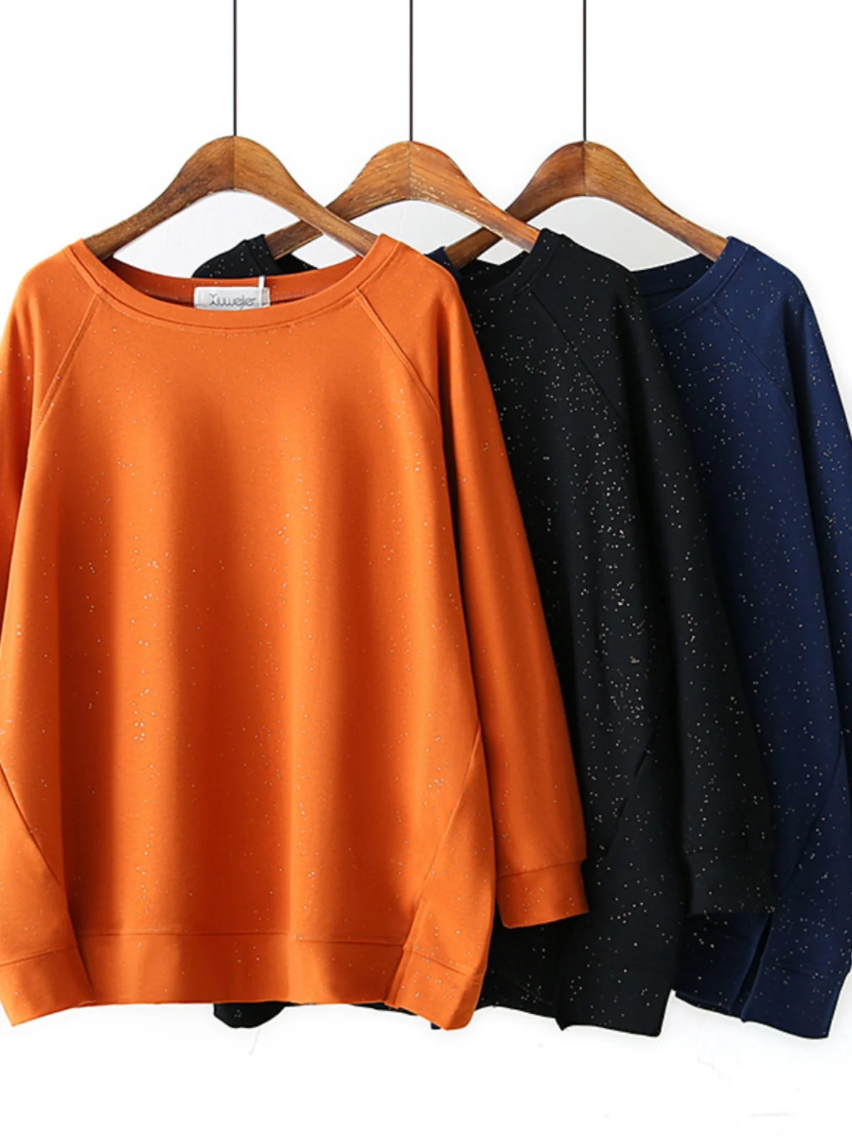 

Fall 2023 plus Size Women's Casual Long Sleeve round Neck Base Shirt Split Hem Sweatshirt Comfortable Loose Fit Cotton Polyester