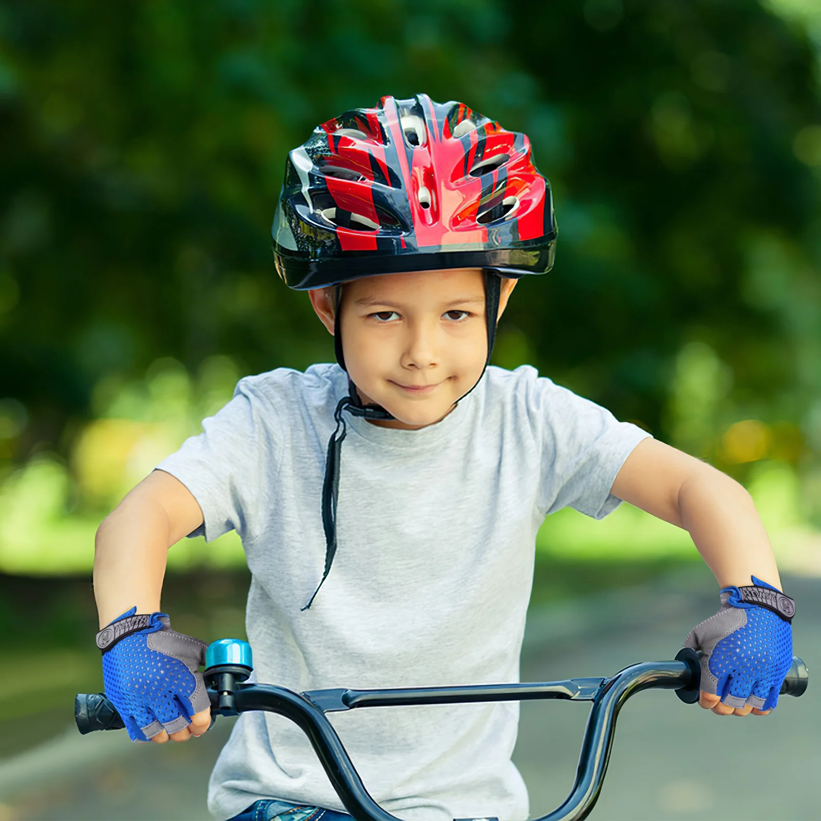 Luvas infantis sem dedos para andar de bicicleta, pano esportivo, equipamento de ginástica juvenil, acolchoado, exercício de ciclismo, proteção à prova de vento