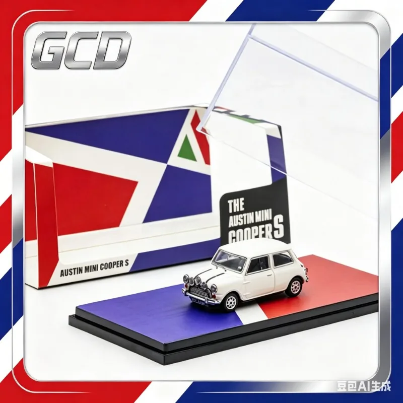 

GCD 1:64 Solid-color MINI classic white, red, and blue body car model, alloy cast figurine, adult decorative item, boys' toy.