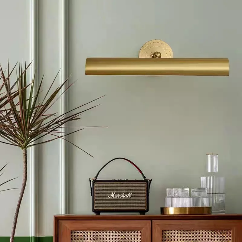 LED painting light, bathroom without punching,front light, copper makeup mirror, fill light, all copper oil painting light image 2
