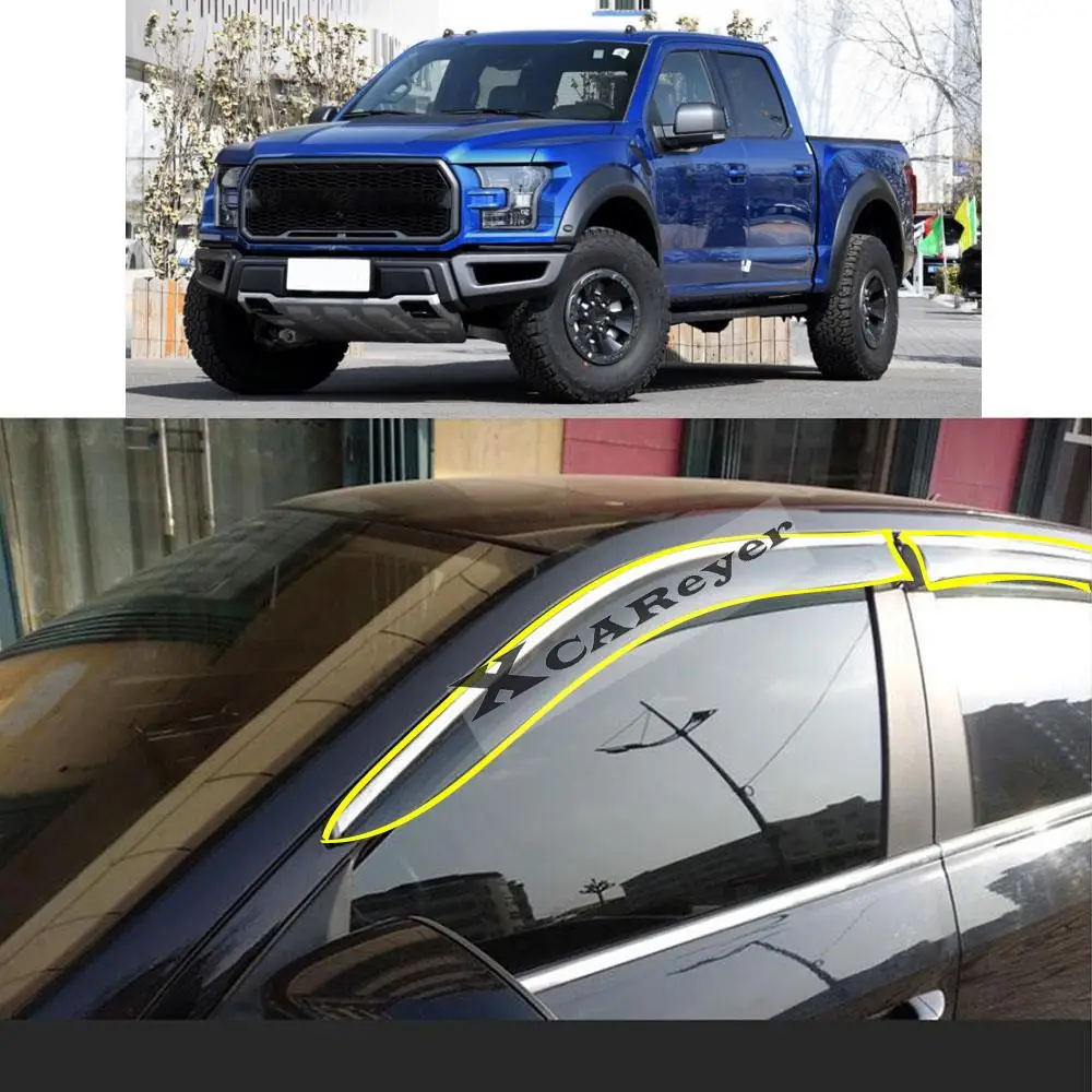 For Ford F150/RAPTOR 2015 2016 2017 2018 2019 2020 2021 Car Styling Sticker Plastic Window Glass Wind Visor Rain/Sun Guard Vent