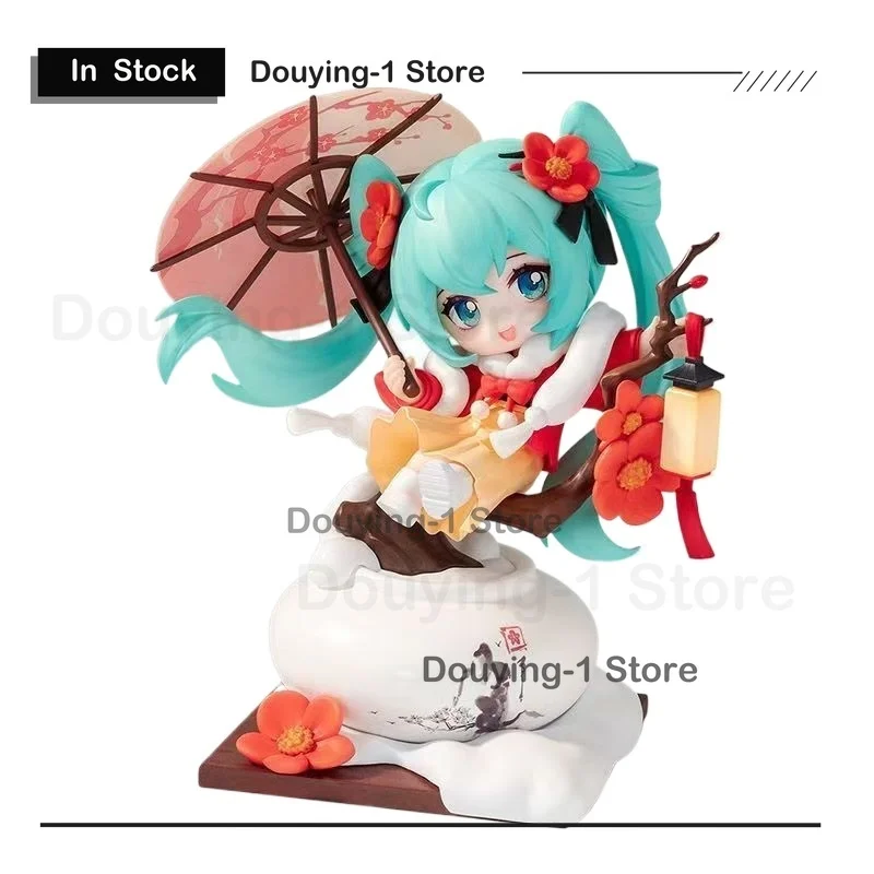 In Stock Original Miku Red plum in the snow Q Ver. Desktop ornaments  Anime Action Collection Figures Model Toy