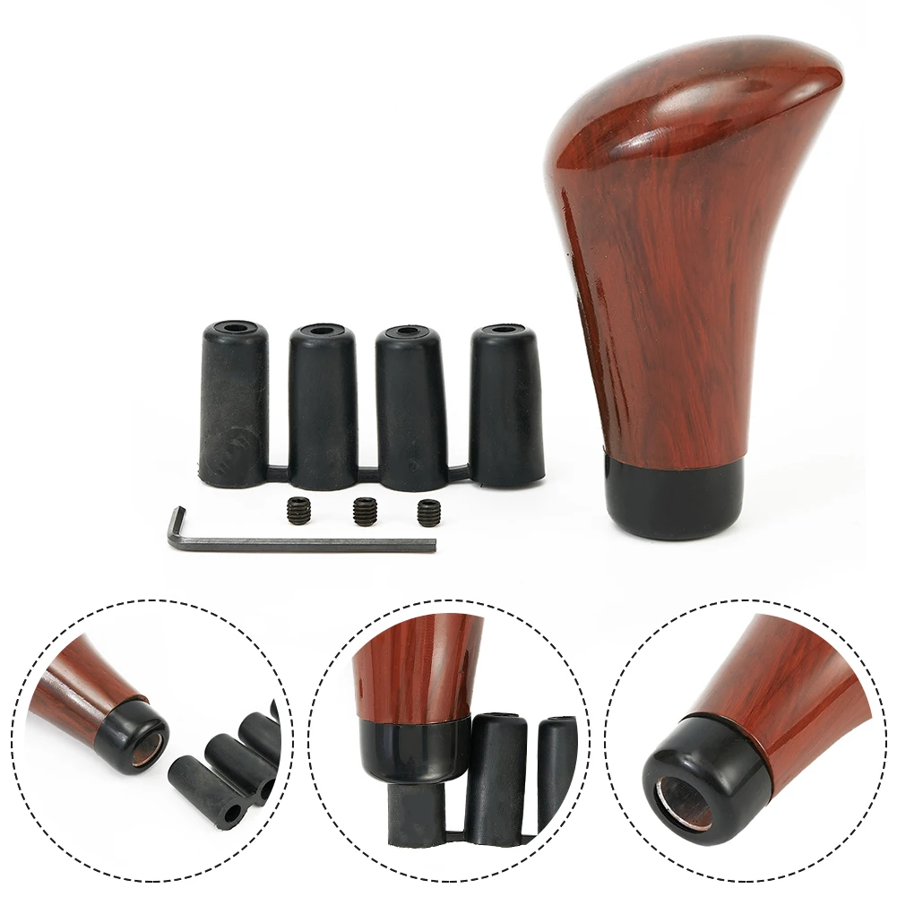 Manual Gear Shift Knob with Walnut Wood For Grain for Car Interior Compatible with M8 M10 Thread Sizes and Includes Screws