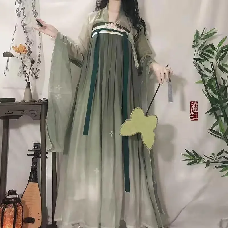 Chinese Style Ancient Traditional Hanfu Dress Sets Vintage Women Floral Embroidery Princess Costumes Female Dance Party Dresses