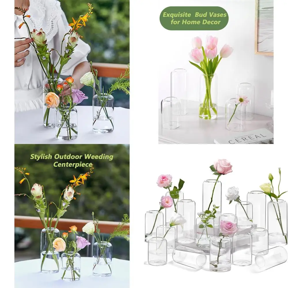 

Набор из 16 современных мини-ваз из прозрачного стекла для свадеб, декора вечеринок и украшения дома