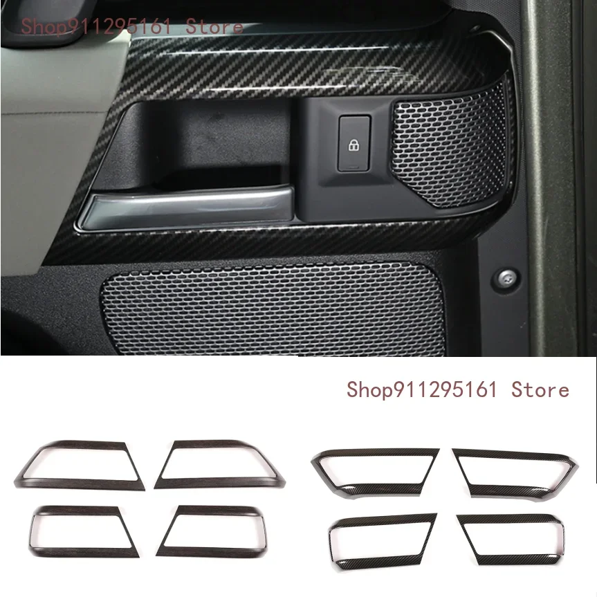 

For Land Rover Defender 110 2020-2022 ABS Carbon fiber Car Inner Door Handle Frame Decoration Sticker Car interior Accessories