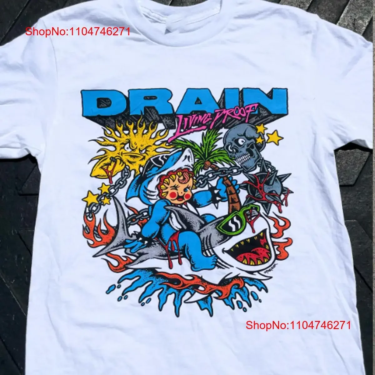 DRAIN BAND Living Proof Cotton  all Size T Shirt vintage Washed Breathable Top For Everyday Wear designer clothes Versatile