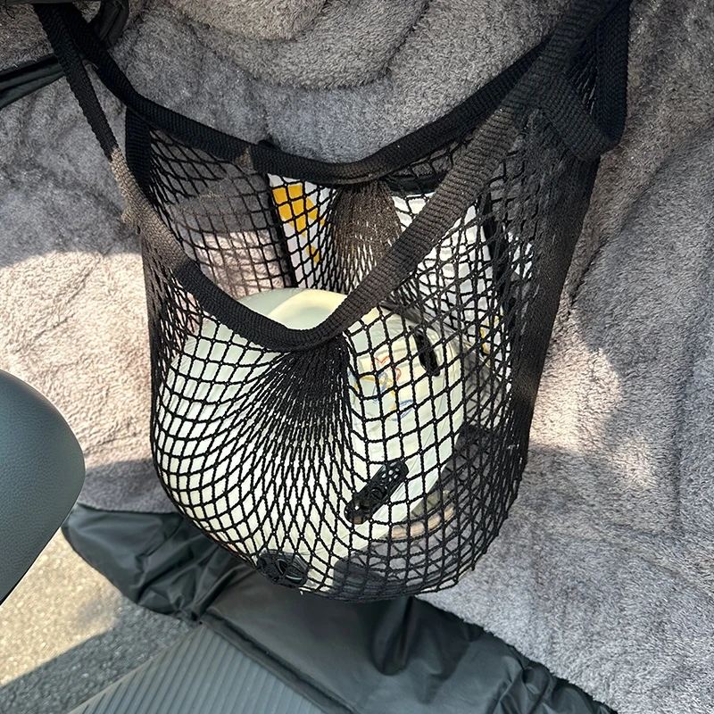 Electric Vehicle Front Mesh Pocket Helmet Storage Bag Universal Fit Full/Half Helmet Hard Hat Tote Accessory