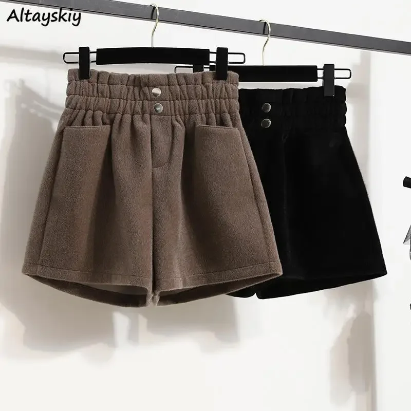 

M-3XL шорты женские широкие штанины зимние чистые мягкие для отдыха офисные женские темпераментные корейские модные костюмы Harajuku эстетические карманы