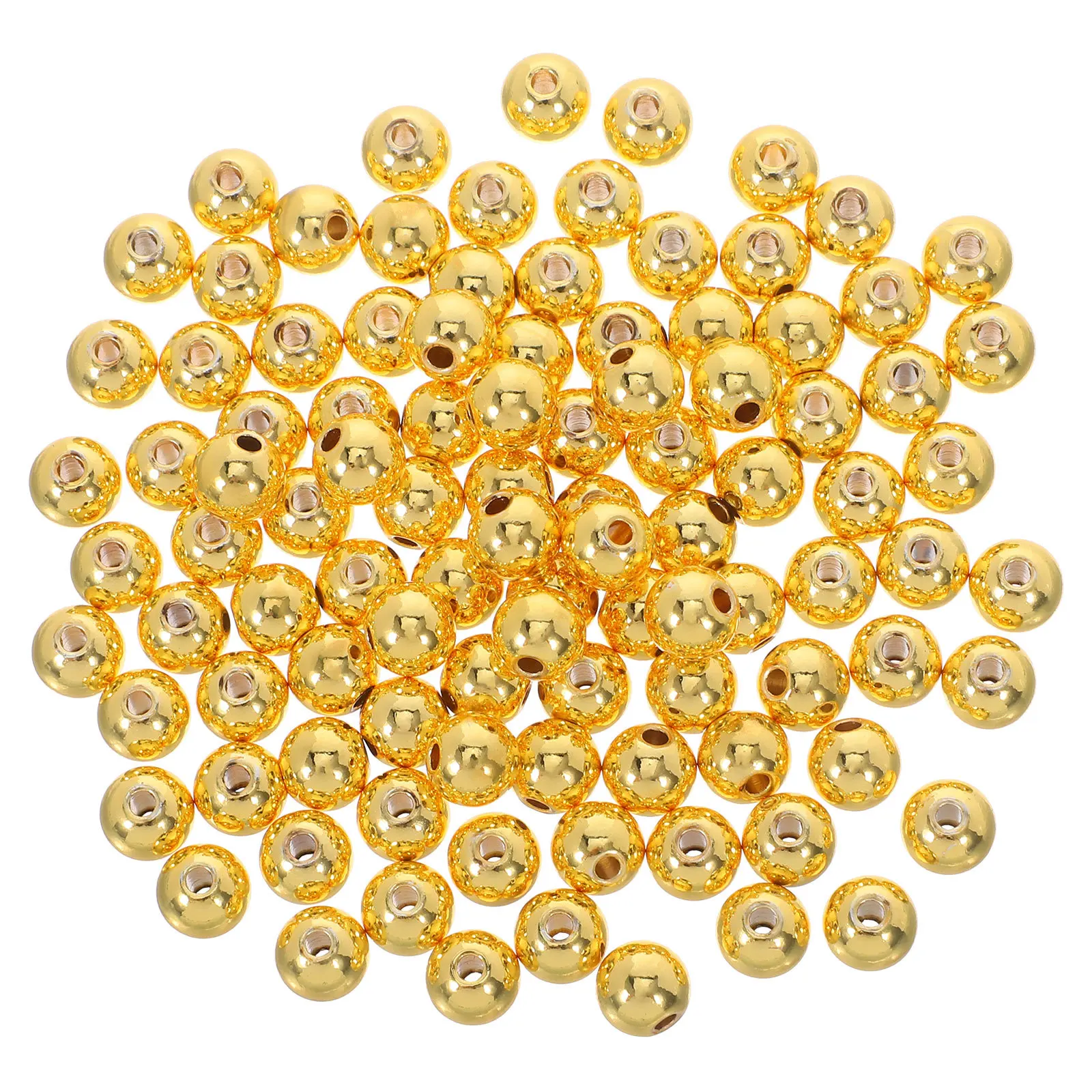 

100pcs 8Mm Golden Copper Beads Smooth Round Spacer Loose Ball For Diy Bracelet Necklace Earring Jewelry Making Crafts
