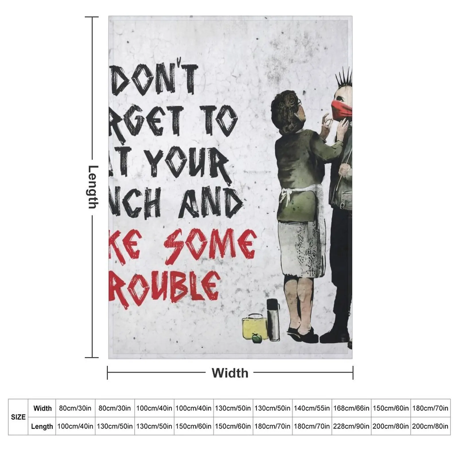 Banksy - Don't Forget to Eat Your Lunch and Make Some Trouble Throw Blanket Kid'S Soft Retros Furry Blankets