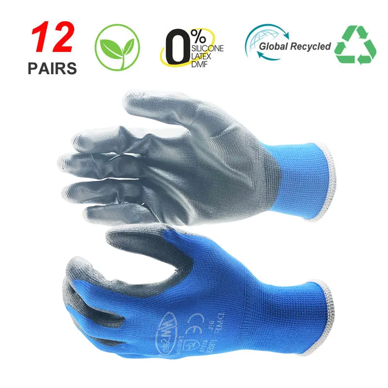 NMSafety CE Certified Safety Work Gloves,Light duty Industrial Protective Gloves For Carry Handling & Gardening(12 Pairs)