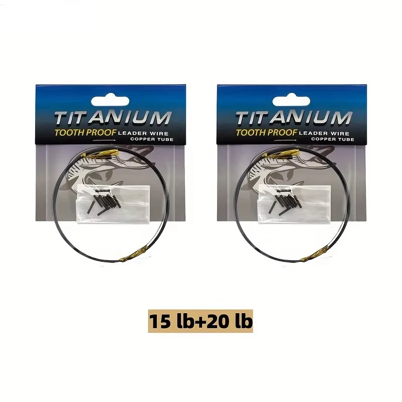 YOTO Bissfestes Vorfach-Set aus Titan – 10 Fuß großer Salzwasser-Angeldraht mit Ärmeln (15–44 lb)