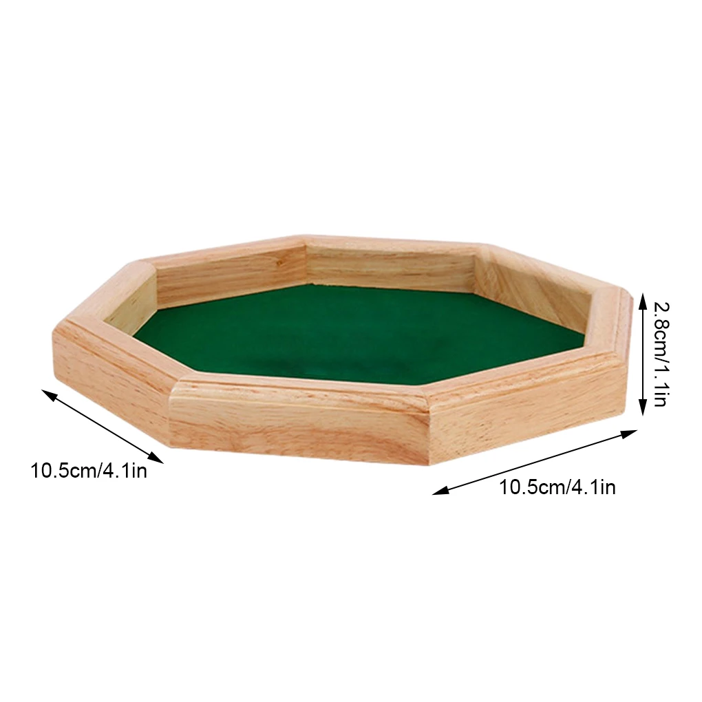 10.2 inch Wooden Dice Octagonal Dice Tray Board Game for Game Night Game Dice Party and Celebrations Party Supplies Children Toy