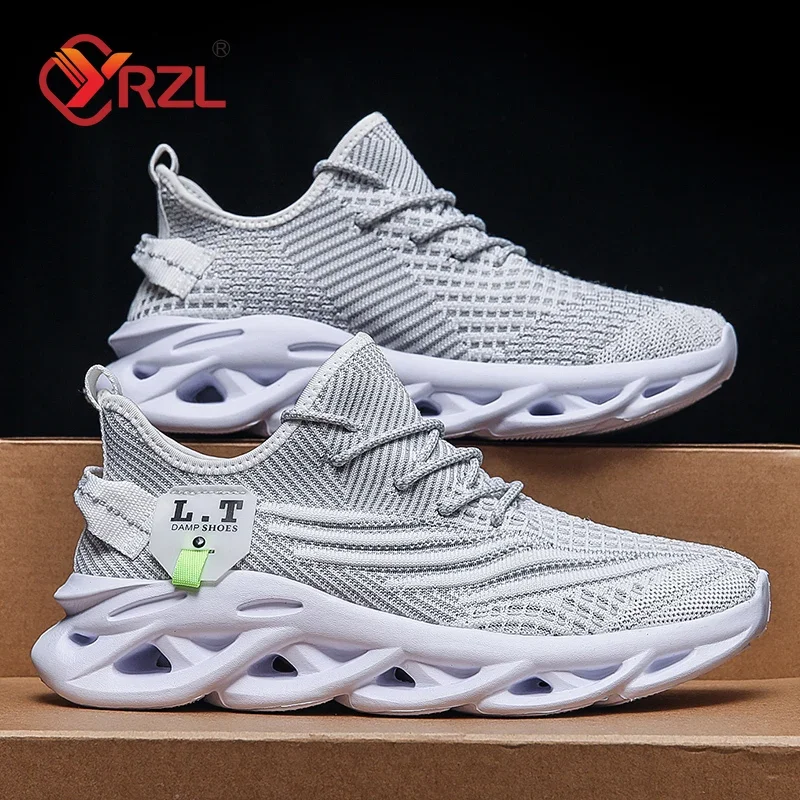 YRZL Men Sneakers Unisex Runing Shoes Outdoor Big Size Lightweight Breathable Mesh Increase Comfortable Sports Shoes for Men