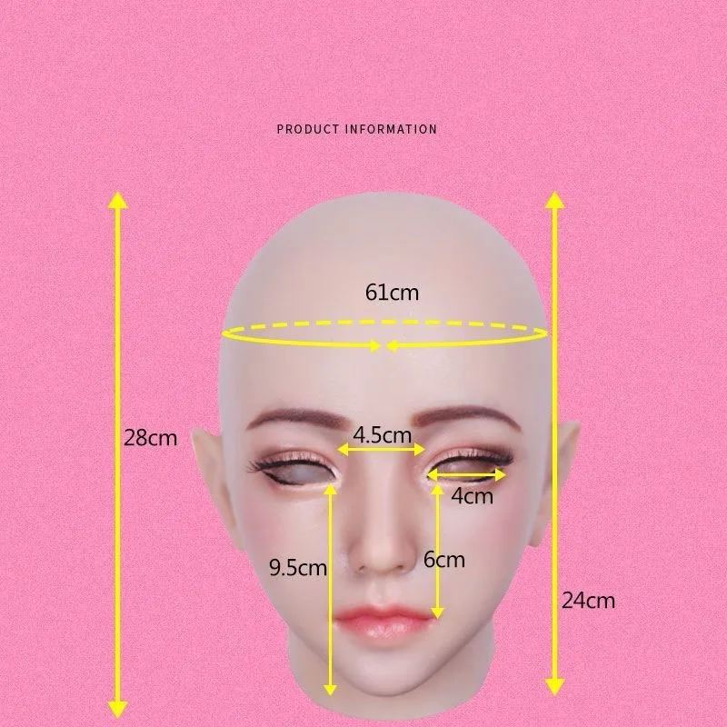 Sexy Maid Uniform Set Cos Silicone Head Cover Makeup Crossdresser Cosplay MTF Male To Female Realistic Silicone Headgear