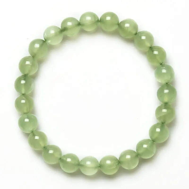 

Natural Green Bracelet for Women, Collector's , Ice-Grade Ultra-Transparent Prehnite Raw Stone Crystal Bead Bracel