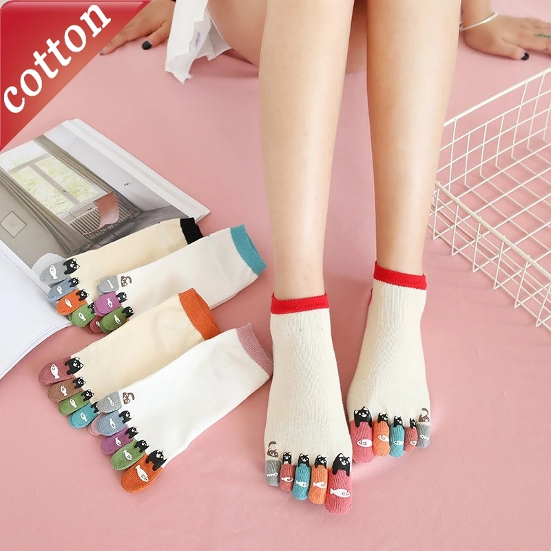 Damen Zehensocken Koreanische Cartoon Niedliche Katze Süße Vielseitige Kawaii Socken Hochwertige Bequeme Atmungsaktive Baumwollsocken Für Mädchen