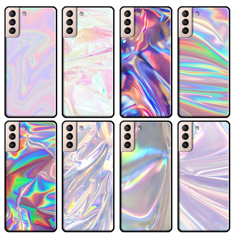 Holographic Iridescent Print Soft Case For Samsung Galaxy S21 Ultra Note 20 Note 10 S8 S9 S10 Plus S20 FE Phone Cover