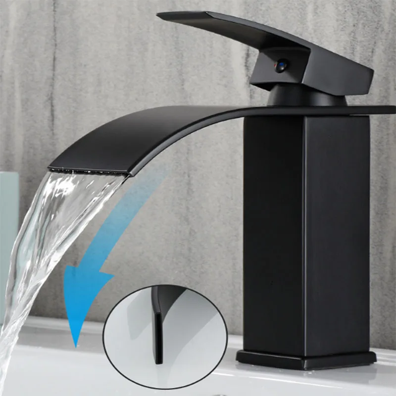 Black Hot Cold Water Mixer Taps Bathroom Basin Faucet Wash Basin Countertop Installation House Decoration Hardware Accessories