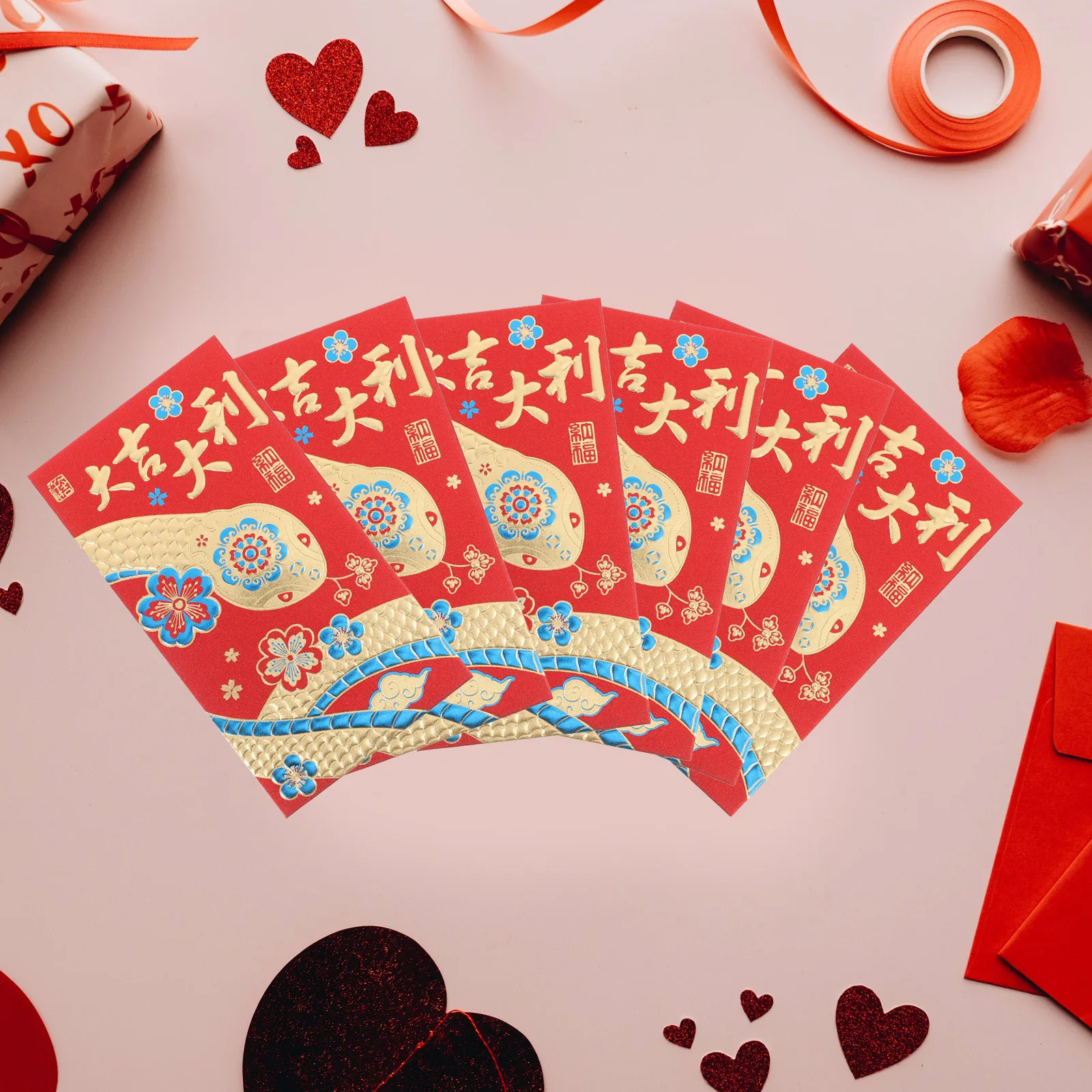 

12pcs Chinese New Year Of The Snake Wedding Money Envelopes Lunar Spring Festival Lucky Packets 2025 Festive Pockets Cash