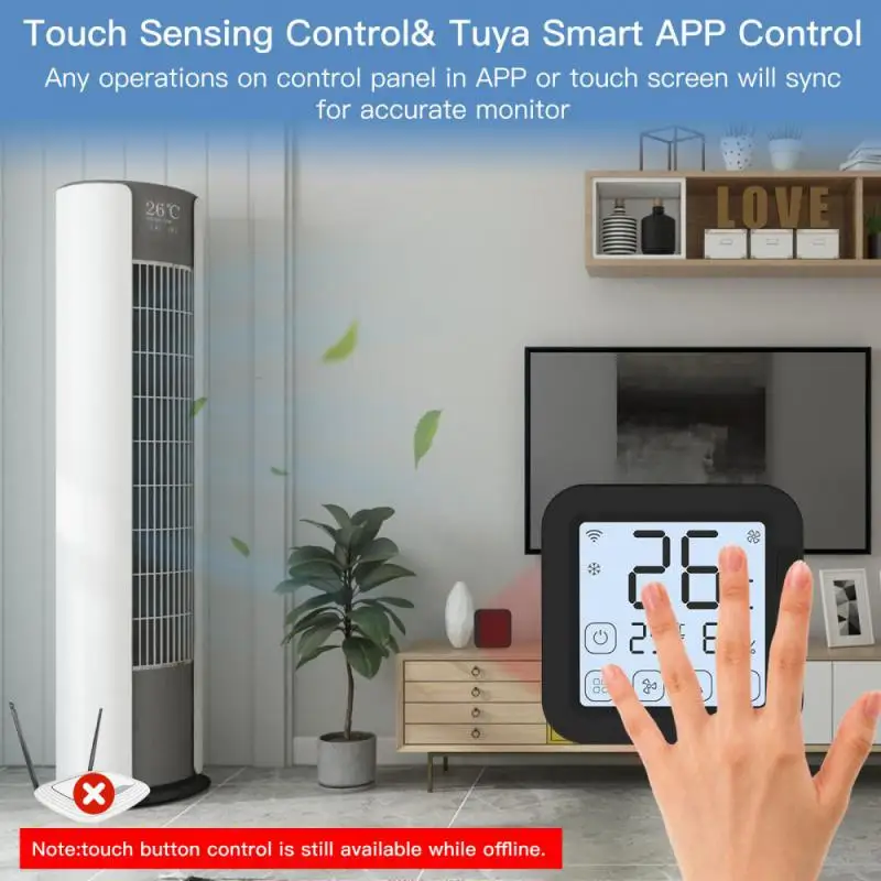 Tuya wifi smart home ir thermostaat controller lcd-scherm touch knop ingebouwde temperatuur en vochtigheid sensor google home alexa