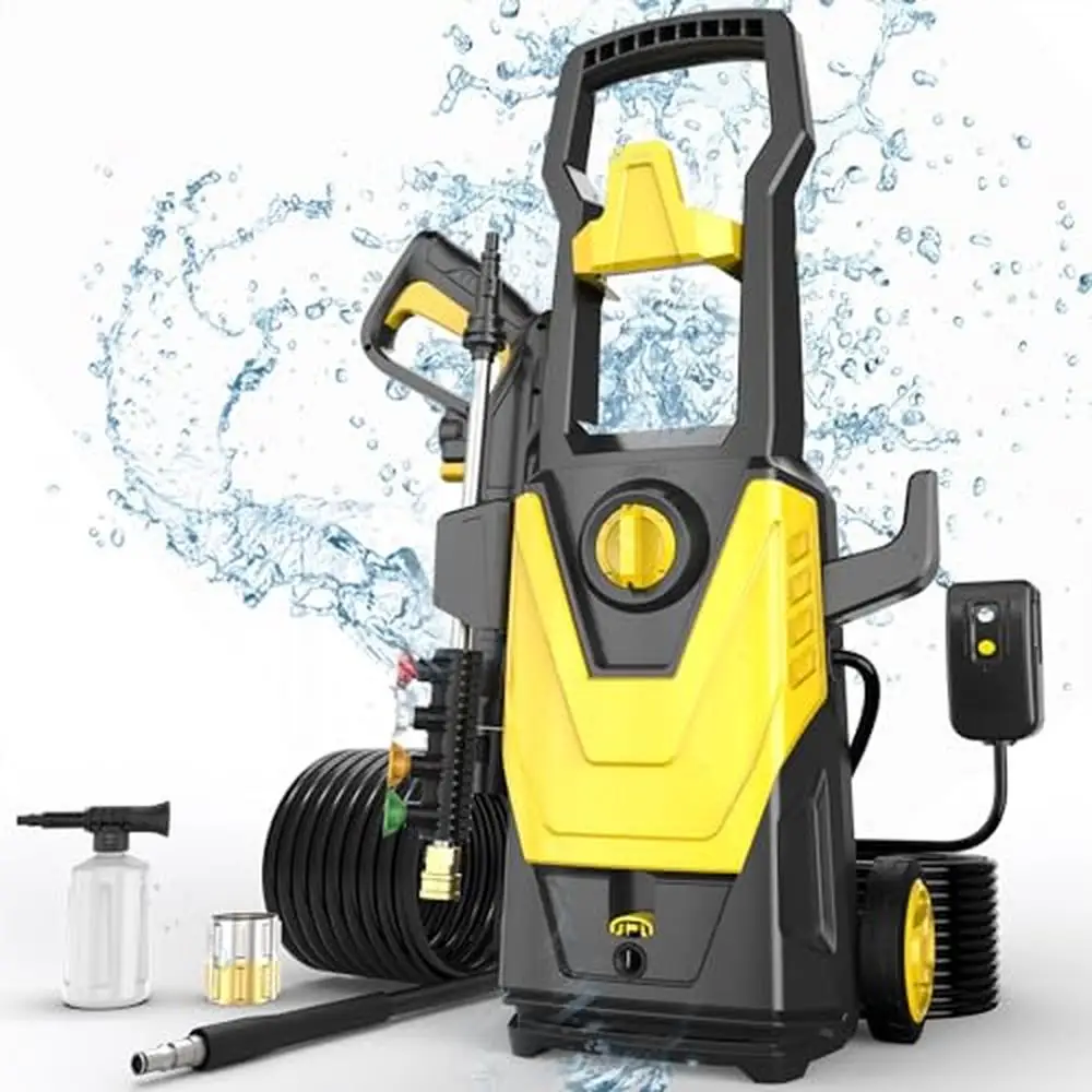 

Electric Power Washer 4200PSI 2.8GPM Portable with 20FT Hose 4 Nozzles Foam Cannon High Pressure Total Stop System Safety Lock