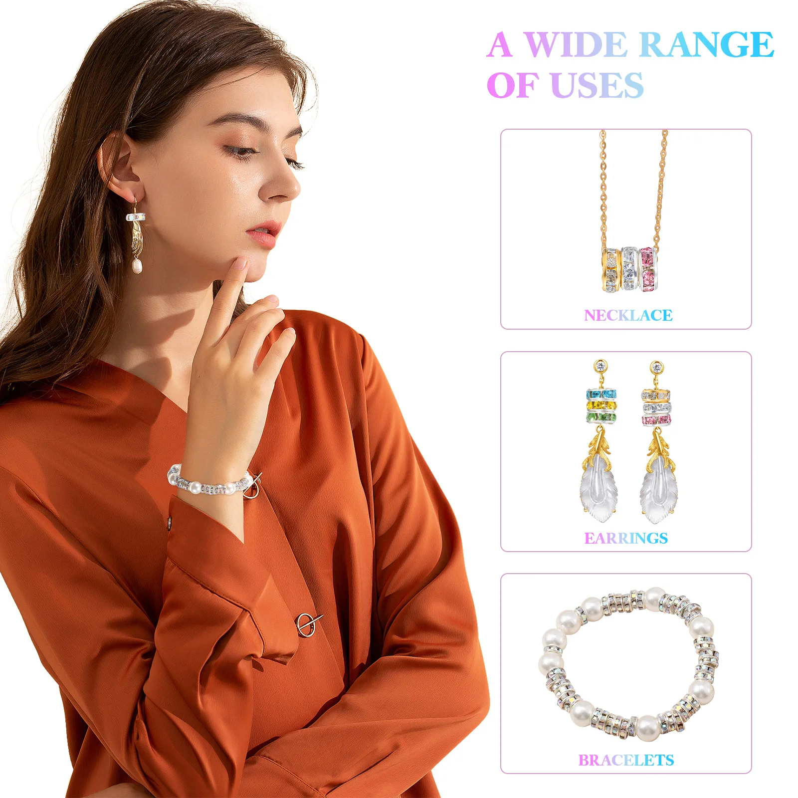 

700 шт. набор разделителей для воды, красочные рондели, свободные для изготовления ювелирных изделий своими руками, бусины-разделители со стразами, ремесленные бусины со стразами