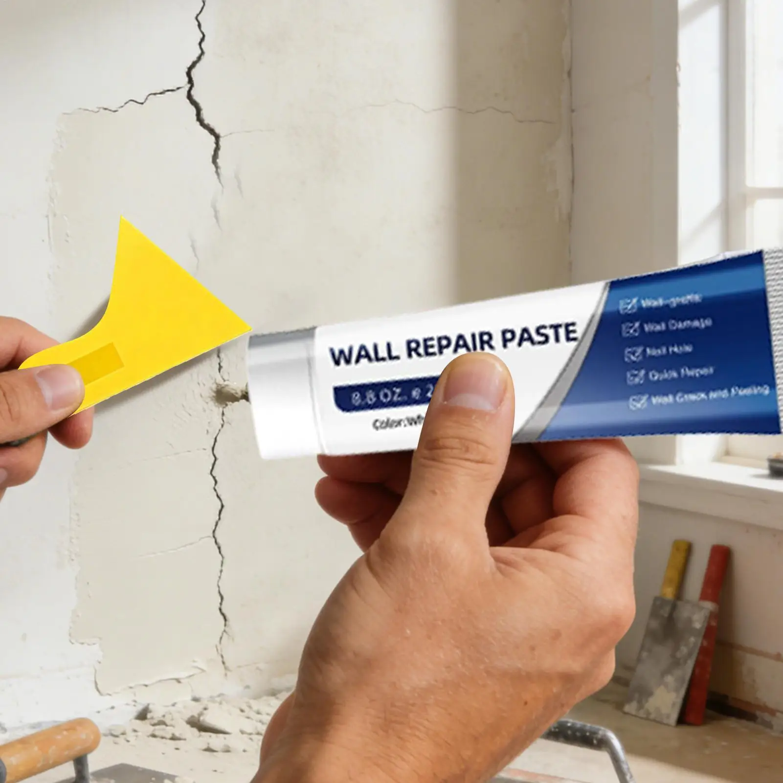 Wall Repair Paste Wall Mending Putty with Scraper Drywall Crack Repair Kit for Apartment Farmhouse Dormitory Bedroom Living Room