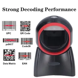 2D Omnidirectional Barcode Scanner 1D 2D QR Code Desktop Auto Sense Bar code USB PDF417 Data Matrix Reader for Supermarket Store