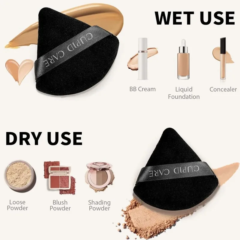 Triangle Powder Puff Setting Powder Puffs for Face Powder Velour Makeup Puff for Loose Powders Skin-Friendly Beauty Makeup Tool