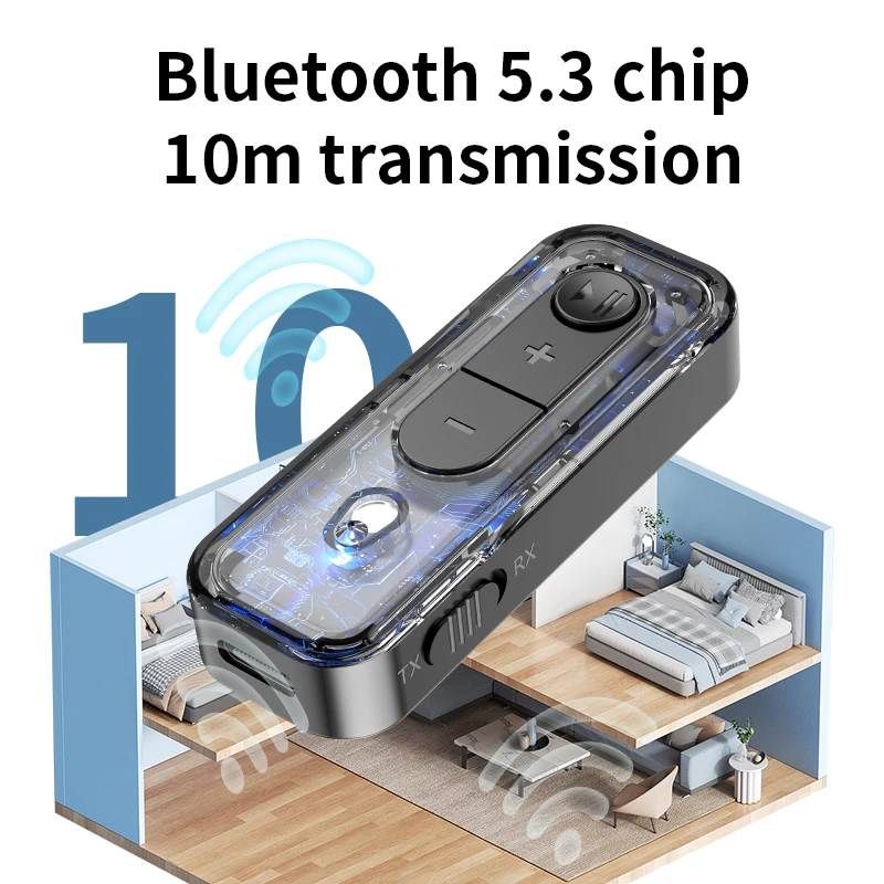 Bluetooth 5.3 Adapter Transmitter Receiver Wireless Audio For Car Music Headphone Speaker 3.5mm Jack AUX Wireless Audio Adapter