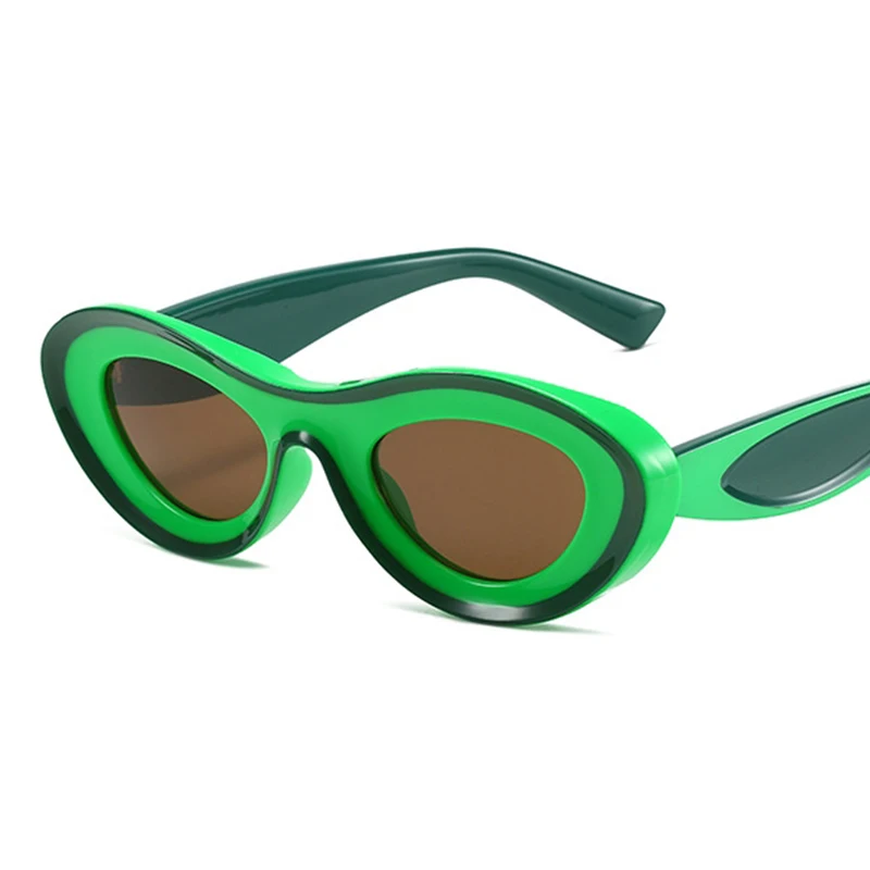 Popular Women's Sunglasses 2023 Oval Sunglasses Unique Green Sun Glasses Men UV400 Goggle Shades Mirror Colorful Y2k Eyewear image 4