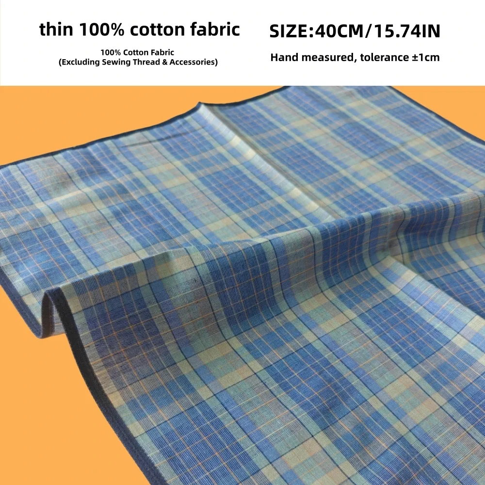 9PCS 40CM/15.74IN Thin Cotton Vintage Yarn-Dyed Pocket Squares Set Suit Handkerchiefs Gift for Elders