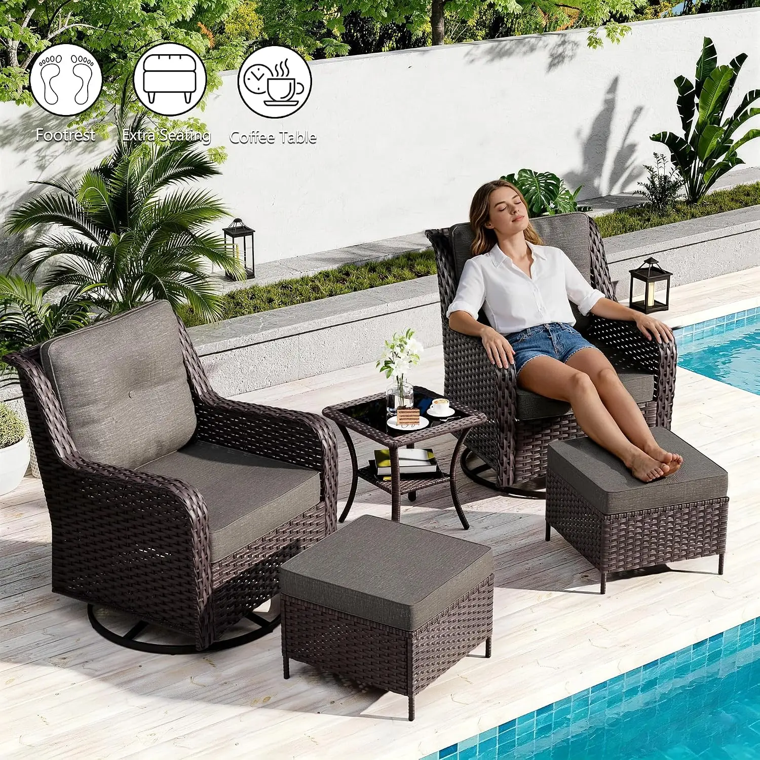 7 Parçalı Veranda Mobilya Seti - Outdoor Furniture With Fire Pit Table incelemesi ve fiyatı