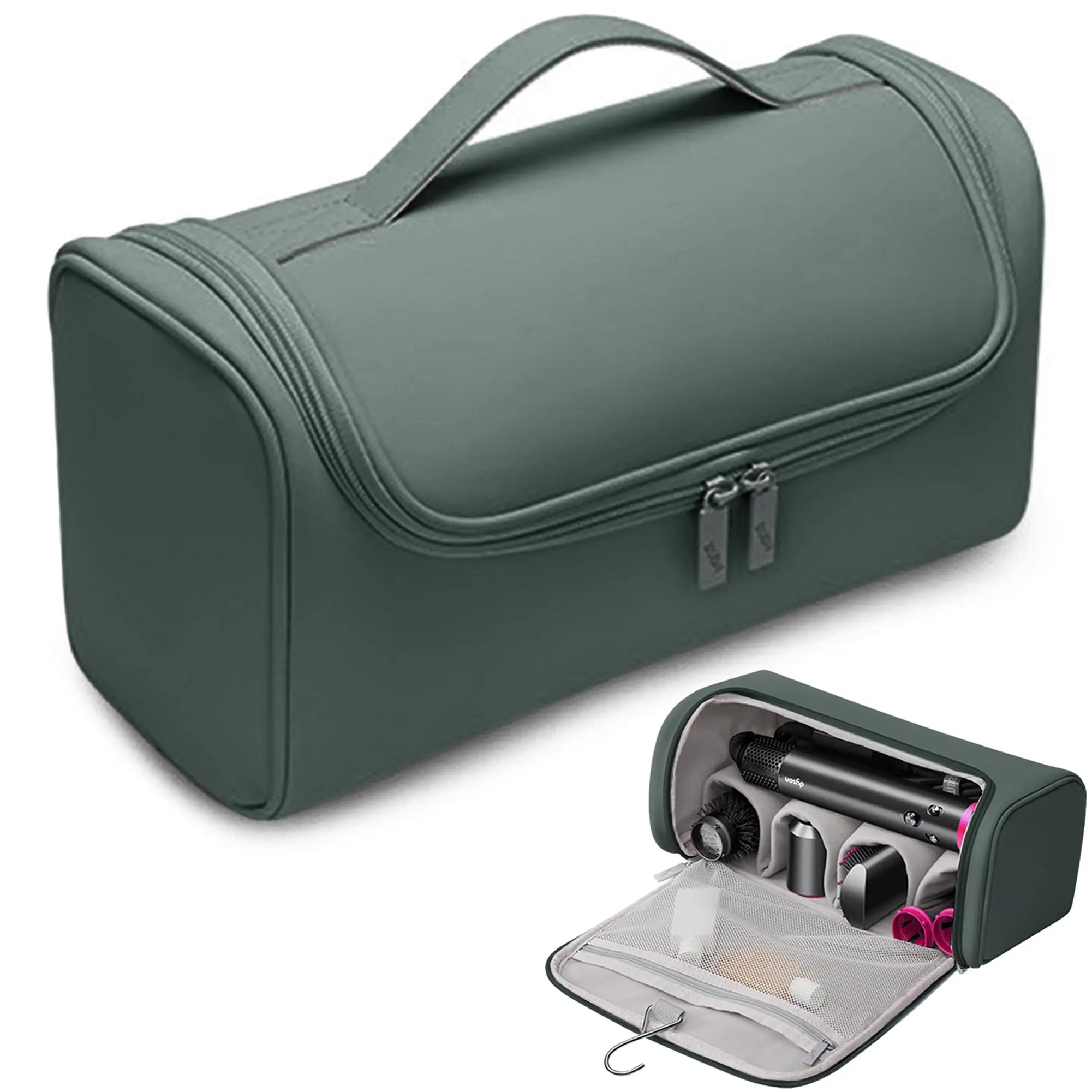 Reise-Aufbewahrungskoffer Organizer Kompatibel mit Dyson Airwrap, Haartrockner, 4 Lockenstäben, 2 Glättbürsten, Volumenbürste – Detail 12