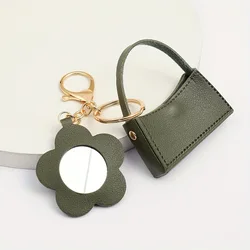 1PC Portable Flower Mirror Curved Gag Keychain Mini Storage Bag for Women Gift Solid Color Small Square Bag Accessories Creative