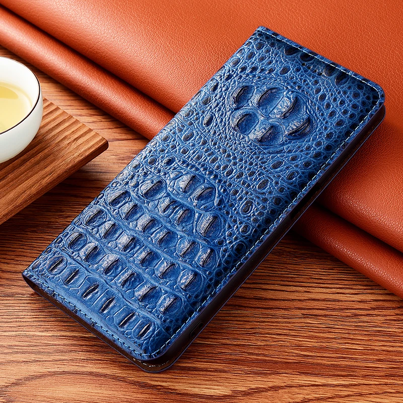 Original Crocodile Genuine Leather Magnetic Flip Phone Case For Nokia 5.1 5.3 5.4 6.1 6.2 7.1 7.2 8.1 8.3 Plus Wallet Cover