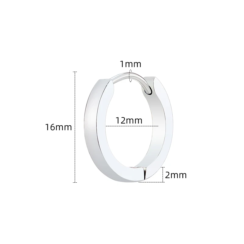 7*9*12*14 mm Unique Fashion Female Jewelry Punk Stainless Steel Huggies Small Circle Hoop Earrings for Women Men Jewelry