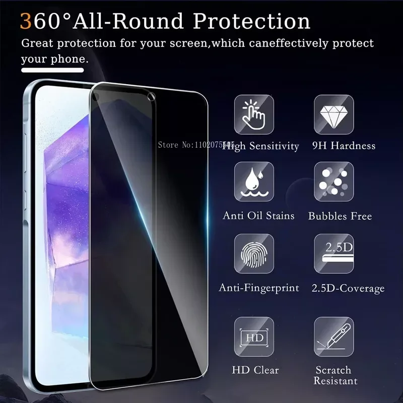 5Pcs Privacy Screen Protector for Samsung A55 A15 A54 A34 A13 A14 A53 A52 A33 A23 A32 A51 A22 A71  Anti-spy Tempered Glass