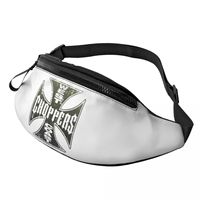 Customized West Coast Chopper Iron Cross 12 Fanny Pack for Men Women Fashion Crossbody Waist Bag Traveling Phone Money Pouch