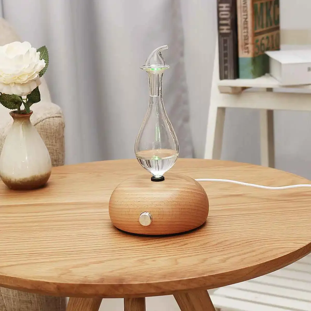 Waterless Essential Oils Diffuser Aromatherapy Fragrance Diffuser Without Water Wooden Glass Aroma Nebulizer Vaporizer for Home